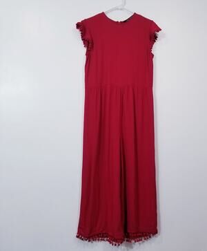 ZARA Pom Pom Red Jumpsuit